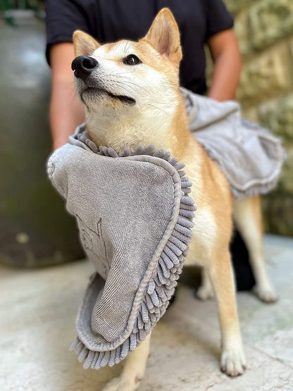 Ultra Absorbent Microfiber Dog Towel - Extra Large 35x15 Size with Comfortable Hand Pockets, Ideal for Indoor and Outdoor Use, Durable and Machine Washable