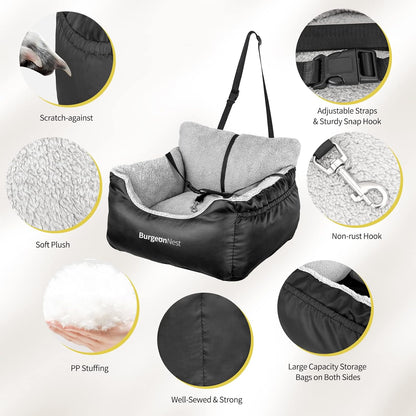 Premium Dog Car Seat for Small Pets up to 25 lbs, Black
