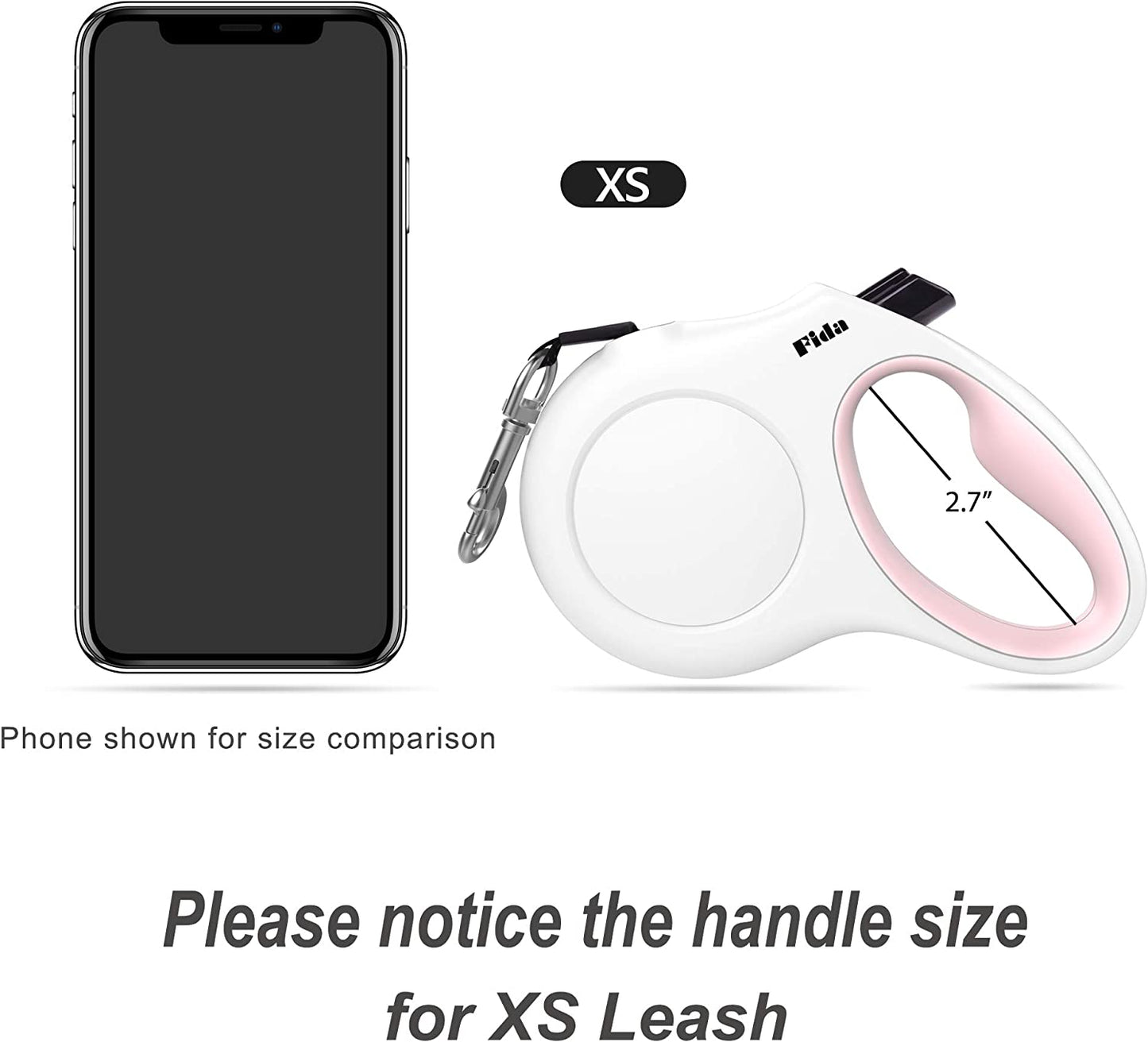 Retractable Dog Leash with Poop Bag Dispenser, 10ft, White & Pink | Ideal for X-Small Dogs and Cats up to 18 lbs, Features Anti-Slip Handle, Tangle-Free Design, and Reflective Nylon Tape