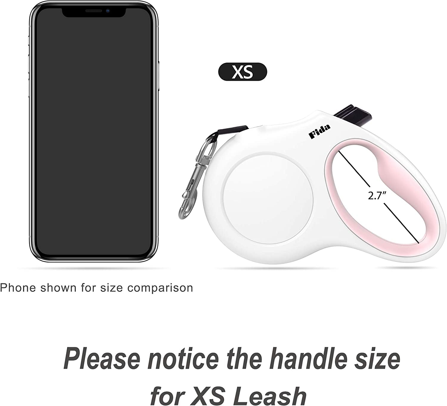 Retractable Dog Leash with Poop Bag Dispenser, 10ft, White & Pink | Ideal for X-Small Dogs and Cats up to 18 lbs, Features Anti-Slip Handle, Tangle-Free Design, and Reflective Nylon Tape