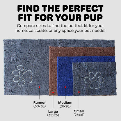 Dog Gone Smart Dirty Dog Doormat - Fast-Drying Absorbent Microfiber Rug with Super Gripper Backing, 35 x 26 in, Machine Washable for Muddy Paws