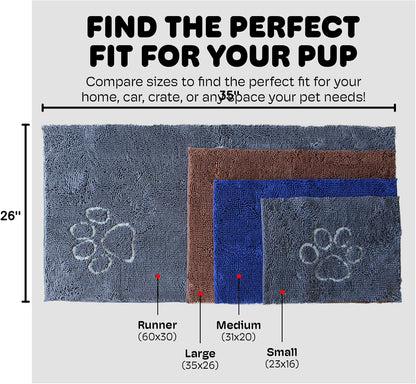 Dog Gone Smart Dirty Dog Doormat - Fast-Drying Absorbent Microfiber Rug with Super Gripper Backing, 35 x 26 in, Machine Washable for Muddy Paws