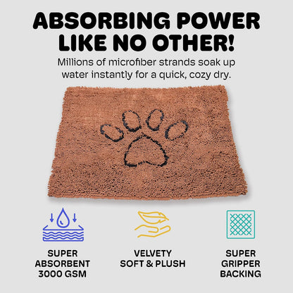 Dog Gone Smart Dirty Dog Doormat - Fast-Drying Absorbent Microfiber Rug with Super Gripper Backing, 35 x 26 in, Machine Washable for Muddy Paws