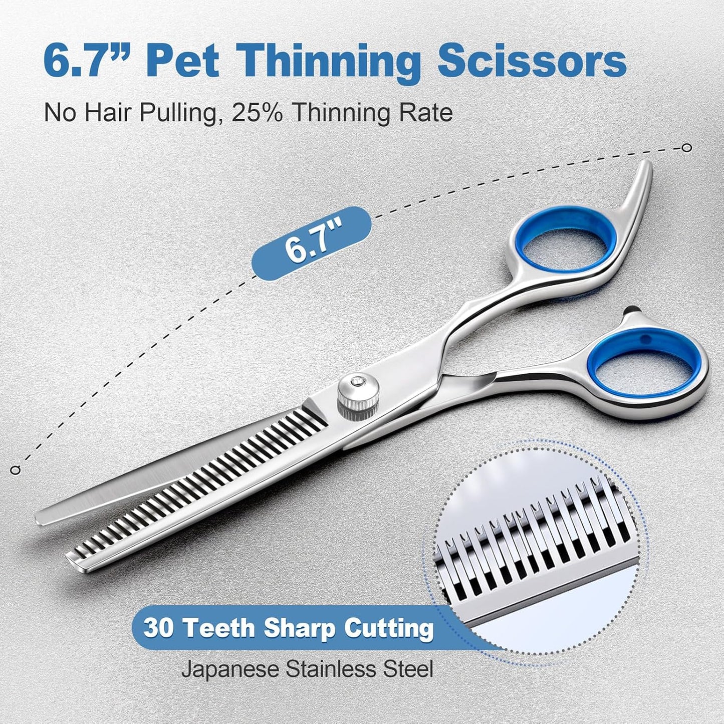 Professional 6-in-1 Titanium Coated Stainless Steel Dog Grooming Scissors with Safety Round Tip - Heavy Duty Grooming Tool for Dogs, Cats, and Other Pets