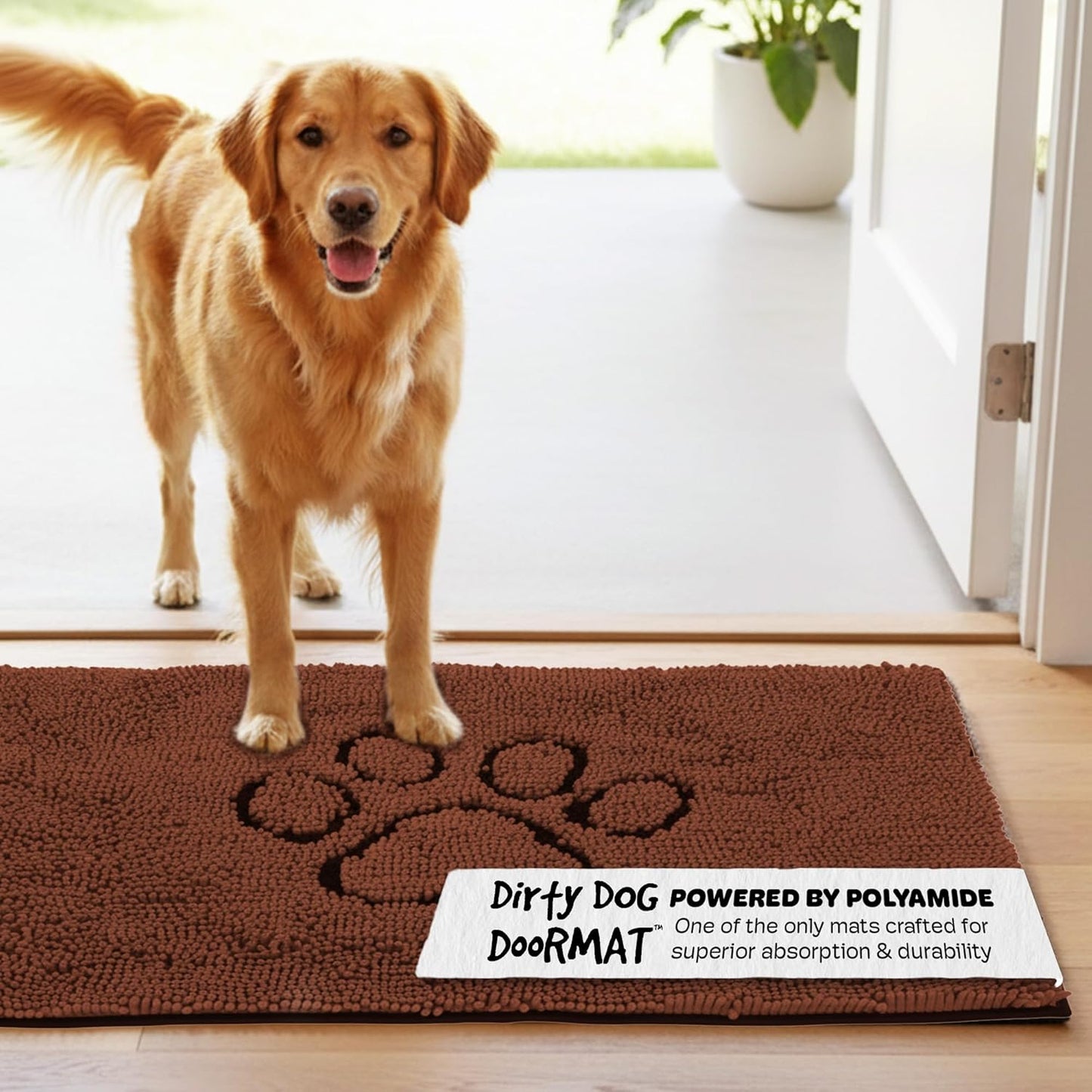 Dog Gone Smart Dirty Dog Doormat - Fast-Drying Absorbent Microfiber Rug with Super Gripper Backing, 35 x 26 in, Machine Washable for Muddy Paws