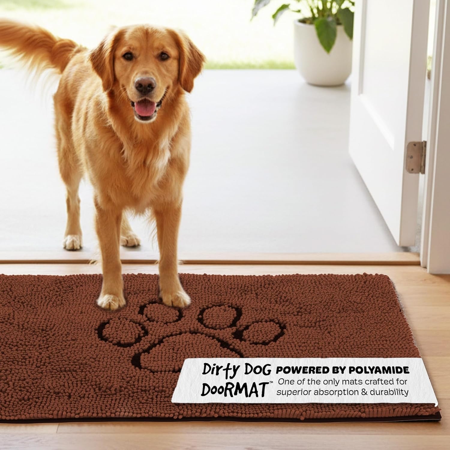 Dog Gone Smart Dirty Dog Doormat - Fast-Drying Absorbent Microfiber Rug with Super Gripper Backing, 35 x 26 in, Machine Washable for Muddy Paws