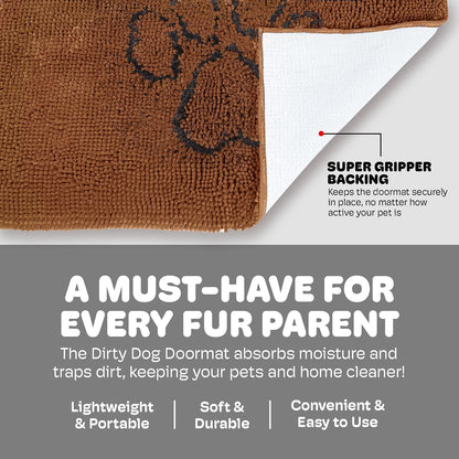 Dog Gone Smart Dirty Dog Doormat - Fast-Drying Absorbent Microfiber Rug with Super Gripper Backing, 35 x 26 in, Machine Washable for Muddy Paws