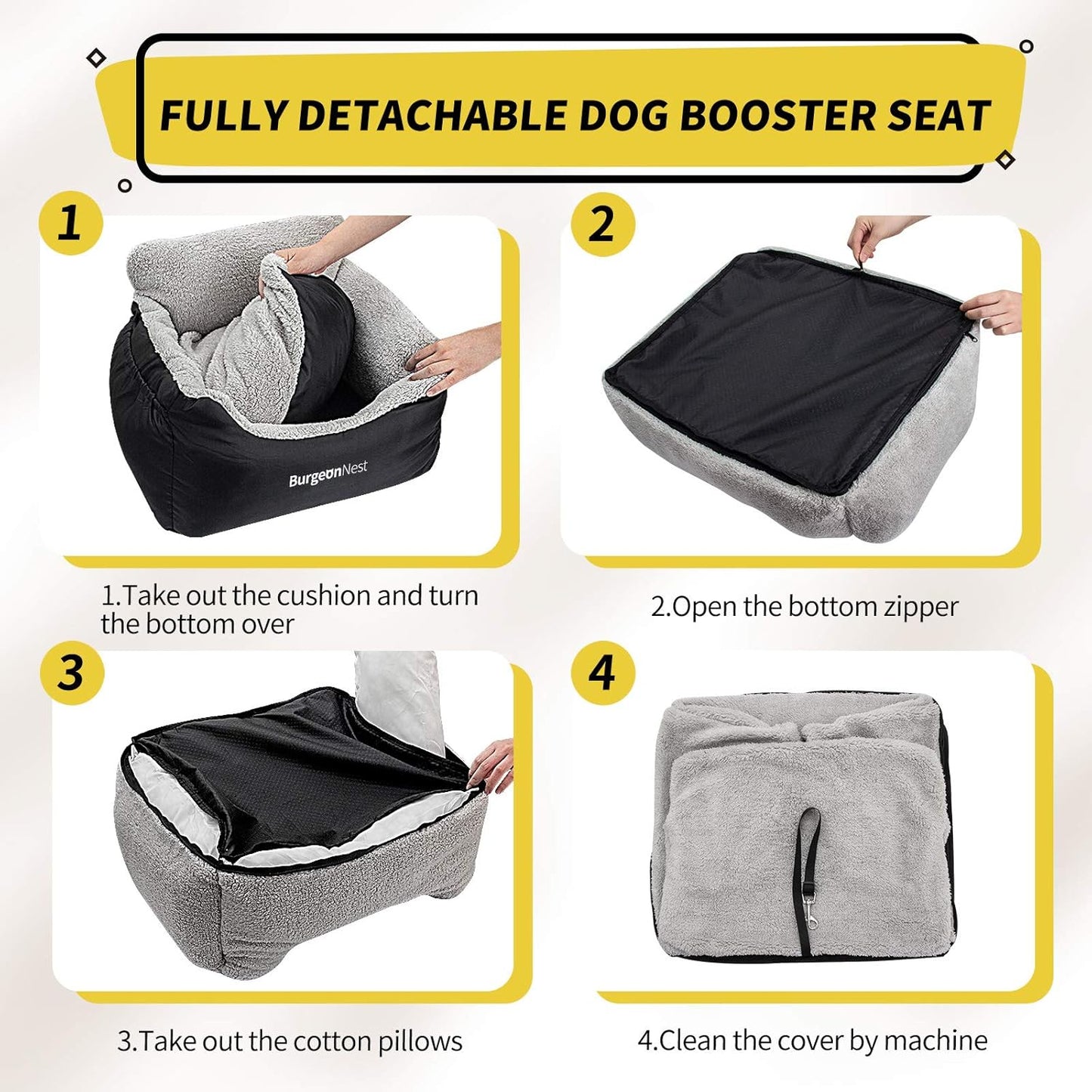 Premium Dog Car Seat for Small Pets up to 25 lbs, Black