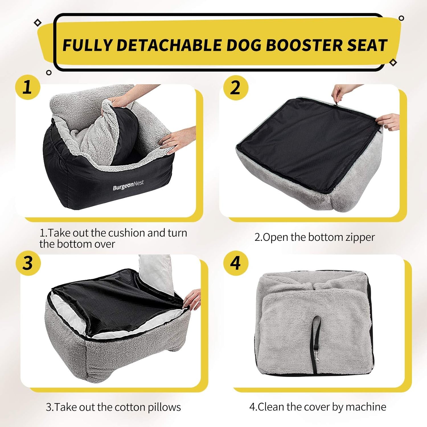 Premium Dog Car Seat for Small Pets up to 25 lbs, Black